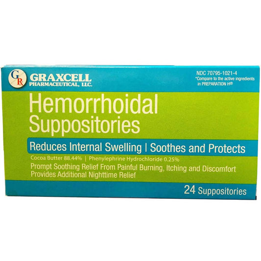 Hemorrhoidal Suppositories, Green, 24 Ct