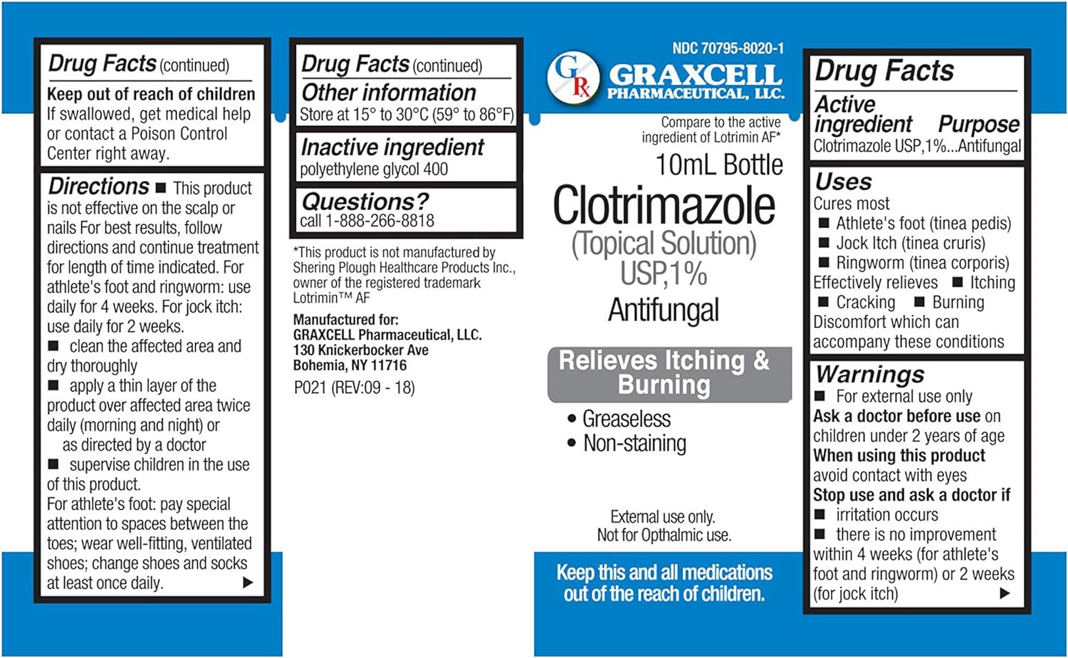 Clotrimazole 1% Antifungal Topical Solution for Athlete's Foot, 0.33 Fluid Ounce Liquid