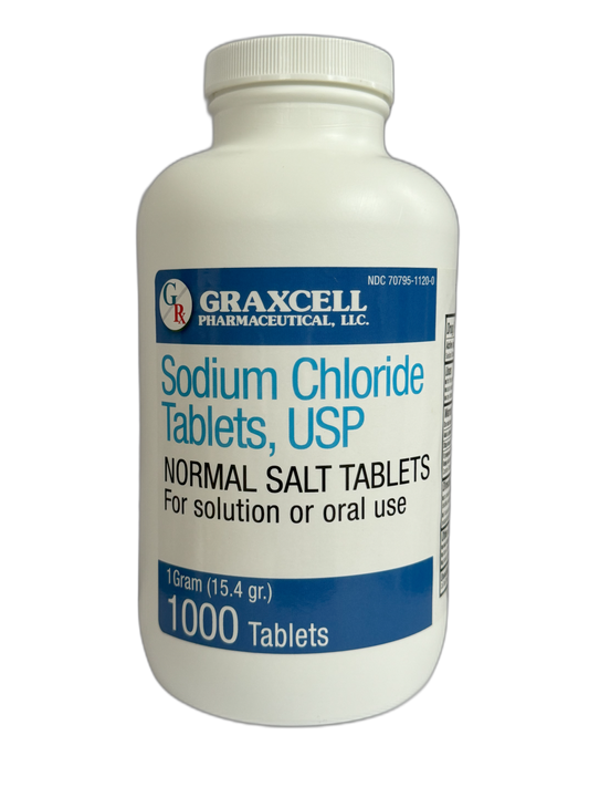 Sodium Chloride Tablets 1 Gm | 1000 Count | Normal Salt Tablets | (15.4gr.)