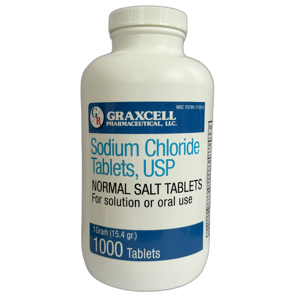 Sodium Chloride Tablets 1 Gm | 1000 Count | Normal Salt Tablets | (15.4gr.)