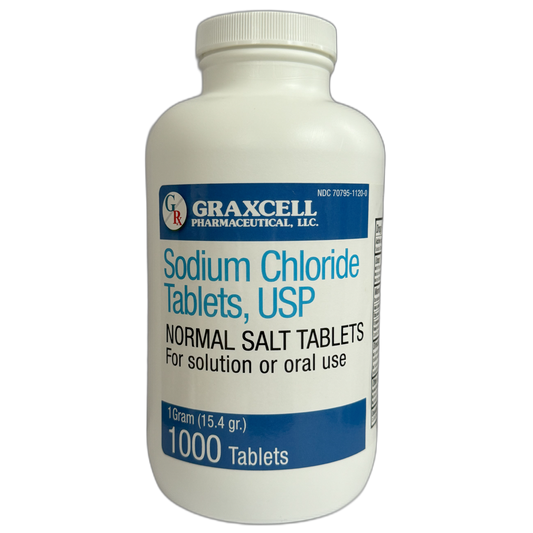 Sodium Chloride Tablets 1 Gm | 1000 Count | Normal Salt Tablets | (15.4gr.)