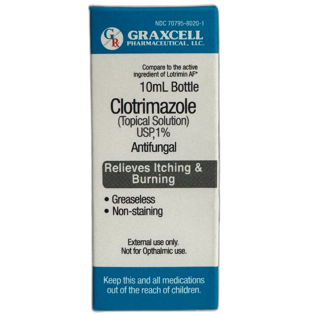 Clotrimazole 1% Antifungal Topical Solution for Athlete's Foot, 0.33 Fluid Ounce Liquid
