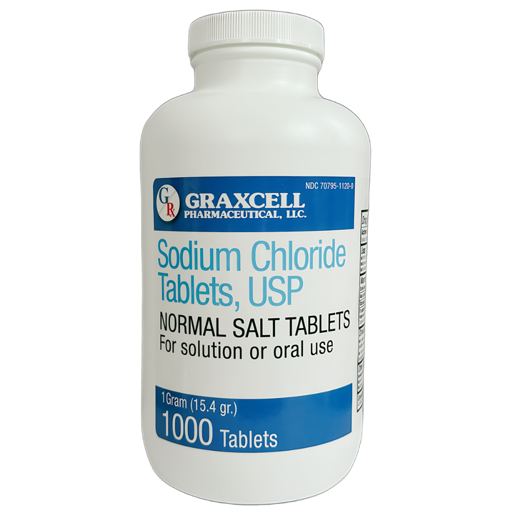 Sodium Chloride Tablets 1 Gm | 1000 Count | Normal Salt Tablets | (15.4gr.)