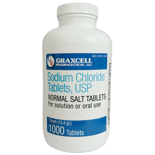 Sodium Chloride Tablets 1 Gm | 1000 Count | Normal Salt Tablets | (15.4gr.)