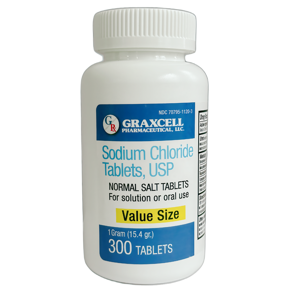 Sodium Chloride Tablets 1 Gm | 300 Count | Normal Salt Tablets | (15.4gr.)