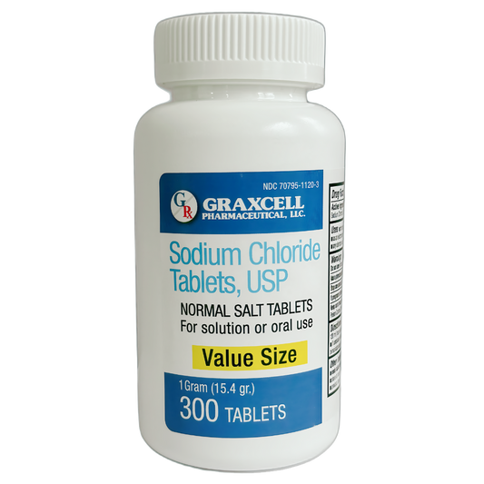 Sodium Chloride Tablets 1 Gm | 300 Count | Normal Salt Tablets | (15.4gr.)