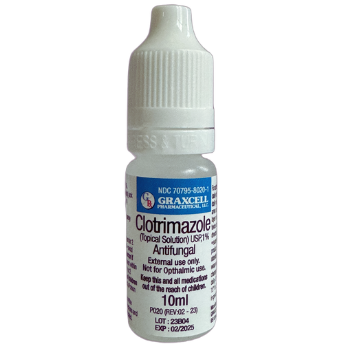 Clotrimazole 1% Antifungal Topical Solution for Athlete's Foot, 0.33 Fluid Ounce Liquid
