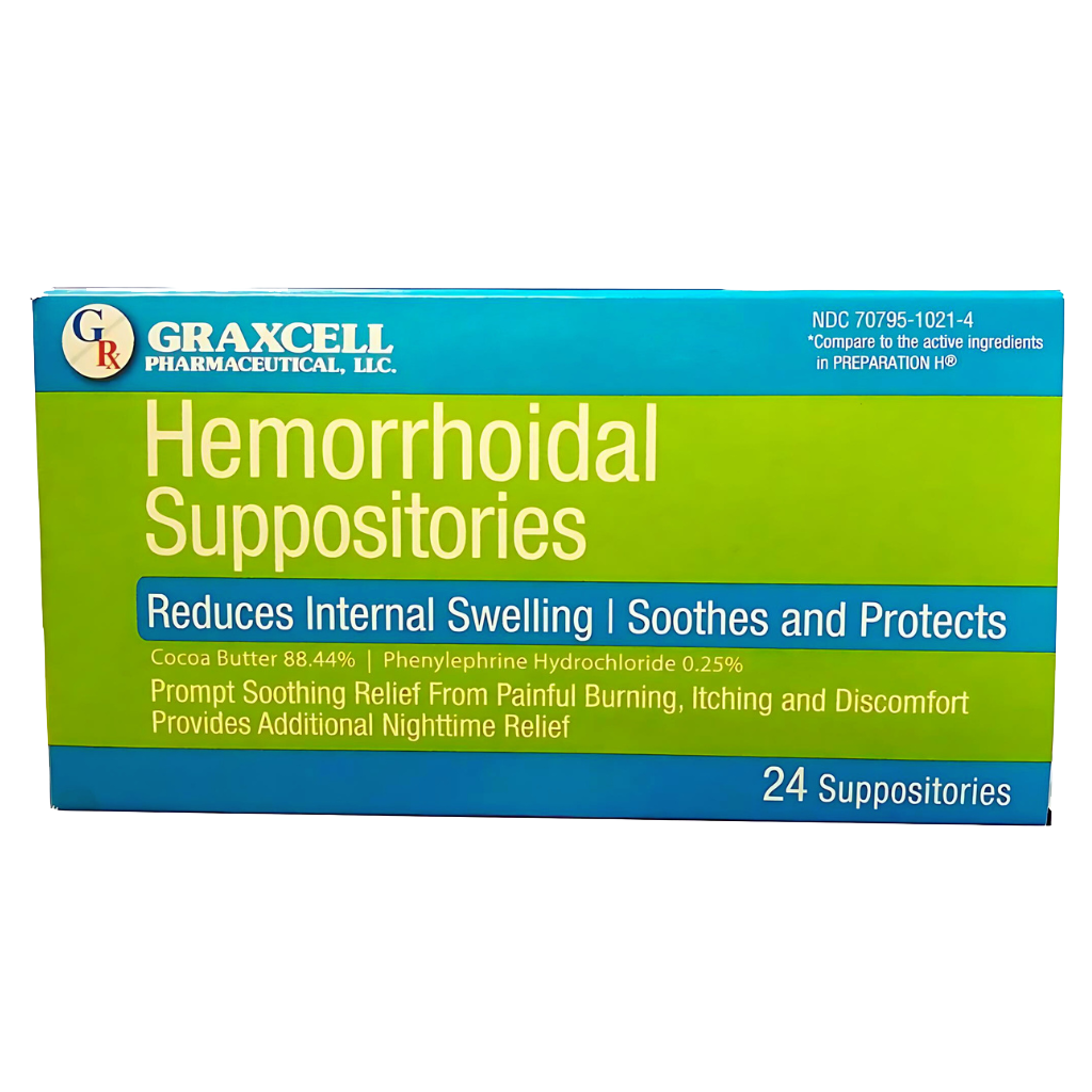 Hemorrhoidal Suppositories, Green, 24 Ct