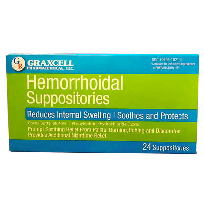 Hemorrhoidal Suppositories, Green, 24 Ct