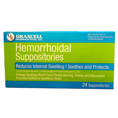 Hemorrhoidal Suppositories, Green, 24 Ct