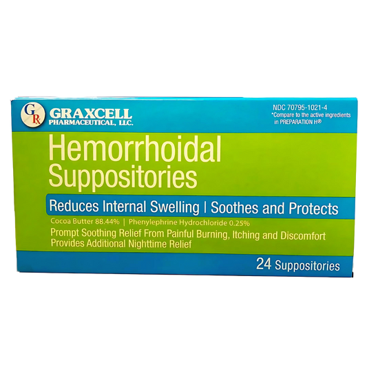 Hemorrhoidal Suppositories, Green, 24 Ct