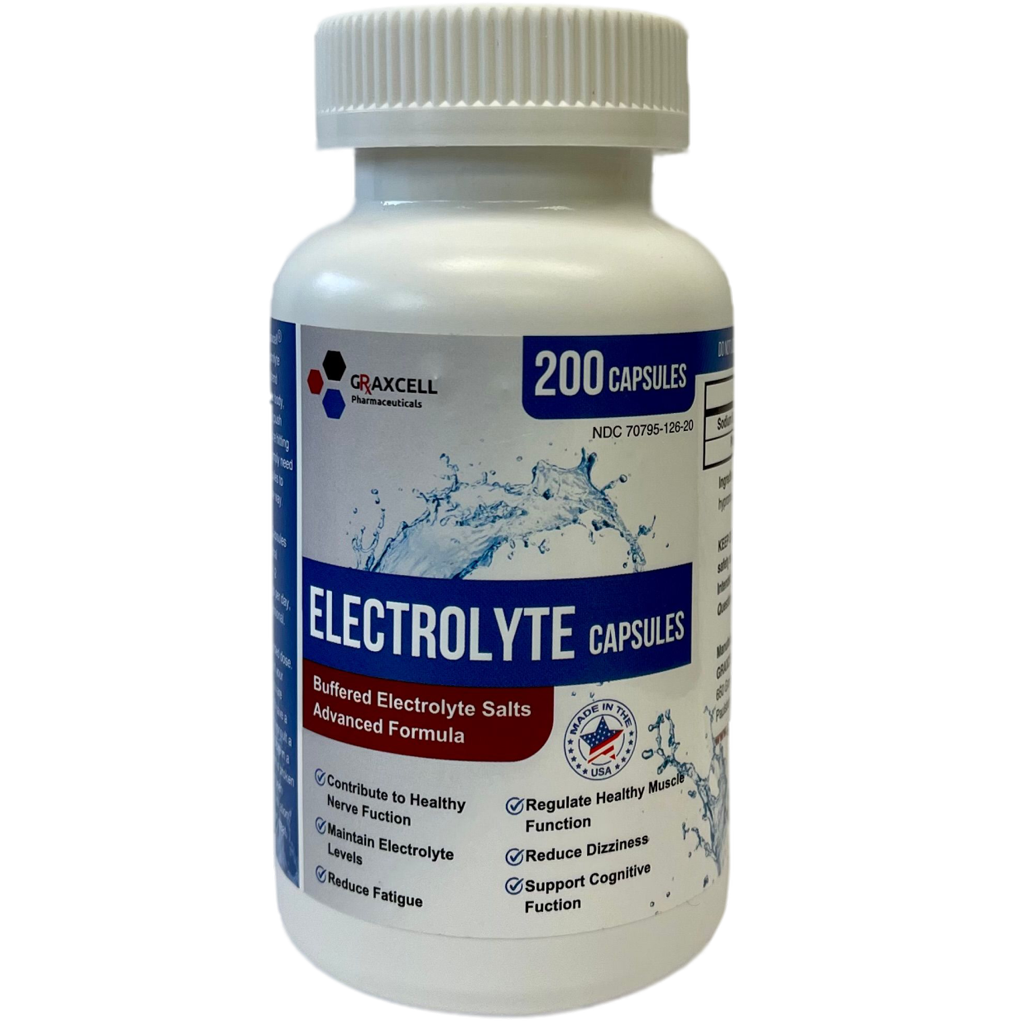 Electrolyte Capsules 200 Count Bottle | 500mg Sodium, 100mg Potassium | Non-GMO Vegan Allergen-Free Supplement for Hydration & Balance | Made in The USA