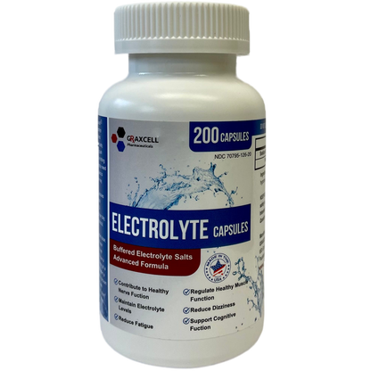 Electrolyte Capsules 200 Count Bottle | 500mg Sodium, 100mg Potassium | Non-GMO Vegan Allergen-Free Supplement for Hydration & Balance | Made in The USA