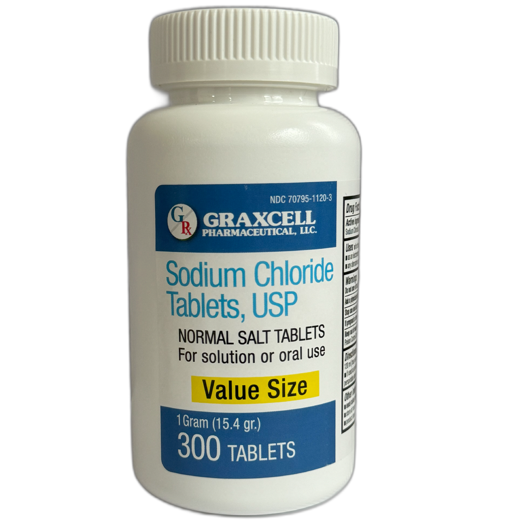 Sodium Chloride Tablets 1 Gm | 300 Count | Normal Salt Tablets | (15.4gr.)