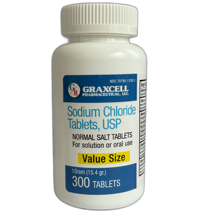 Sodium Chloride Tablets 1 Gm | 300 Count | Normal Salt Tablets | (15.4gr.)