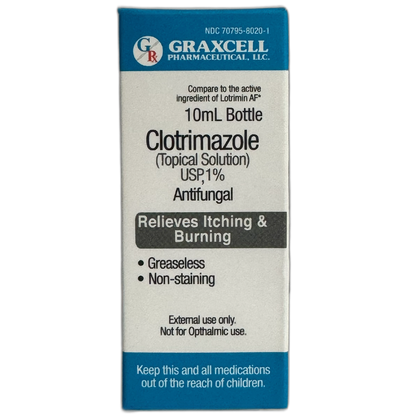 Clotrimazole 1% Antifungal Topical Solution for Athlete's Foot, 0.33 Fluid Ounce Liquid