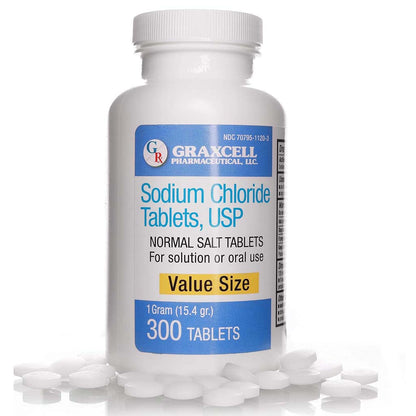 Sodium Chloride Tablets 1 Gm | 300 Count | Normal Salt Tablets | (15.4gr.)